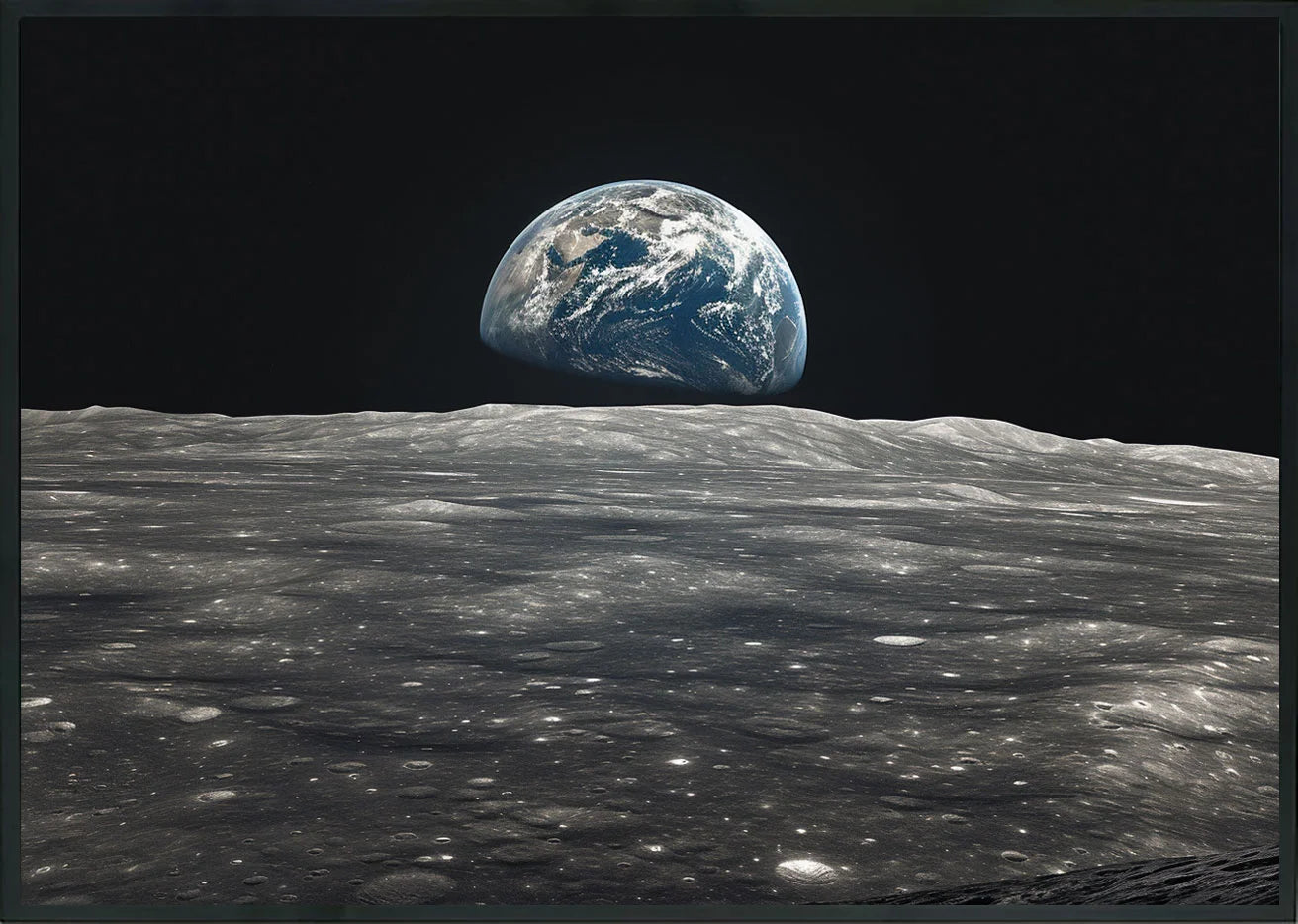 Earth Rise Over Moon Horizon