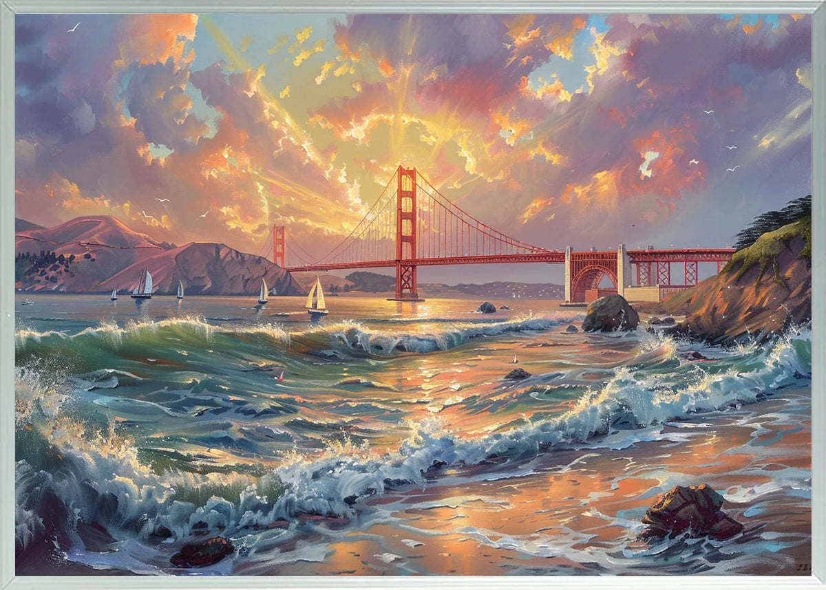 San Francisco Wall Art - Soft Color Coastal Bridge Painting