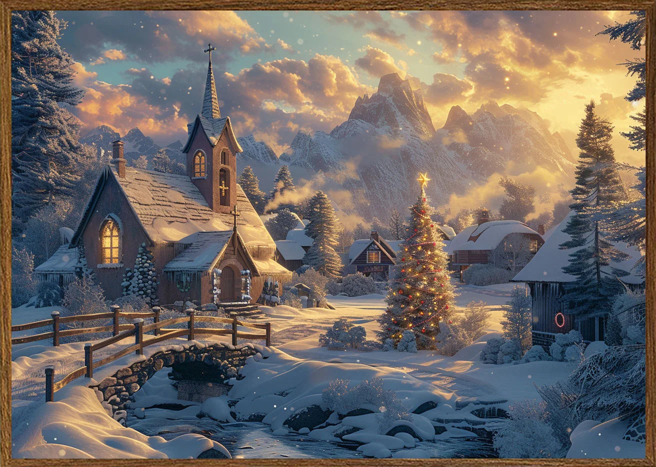 Winter Village Art Print