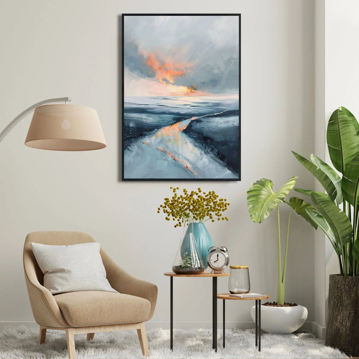 Scandinavian Landscape Painting: The Afterglow of Sunset on a Nordic River