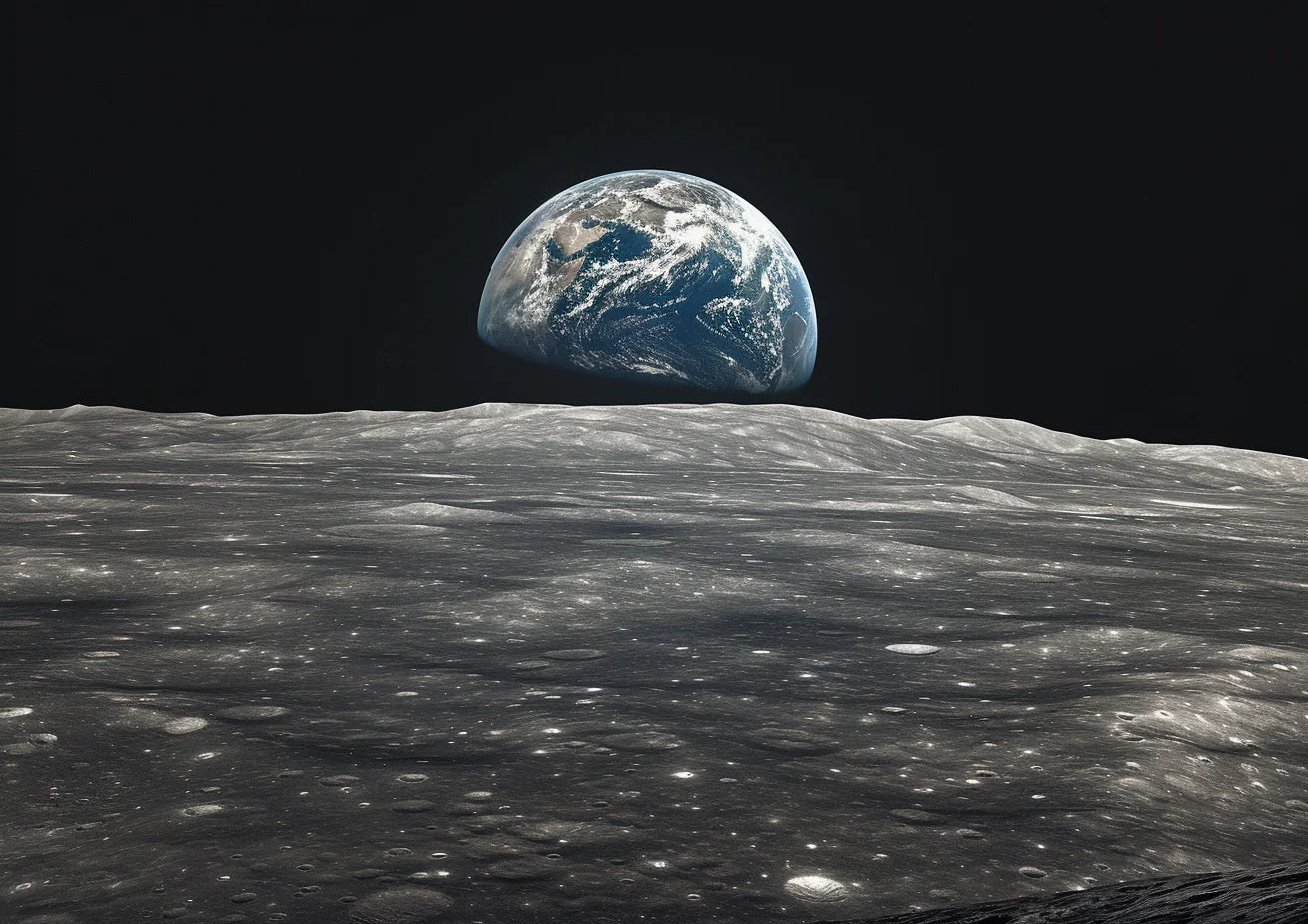 Earth Rise Over Moon Horizon-002