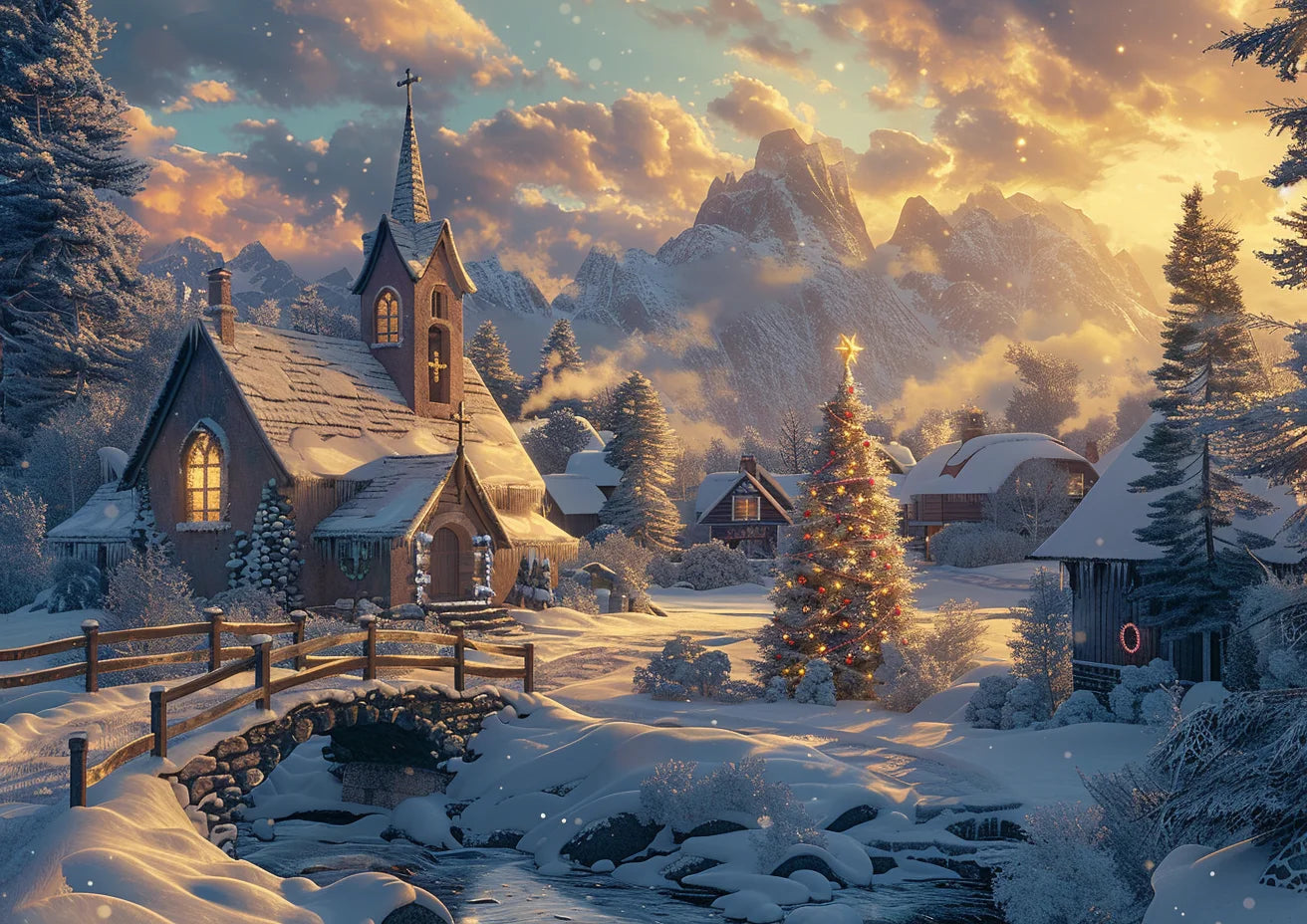 Winter Village Art Print